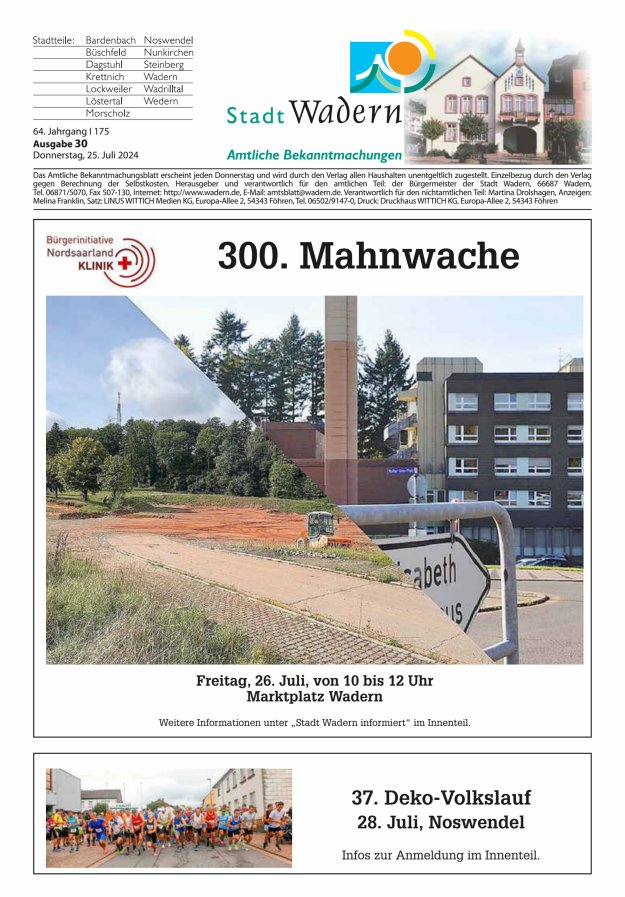 Stadt Wadern Titelblatt 30/2024