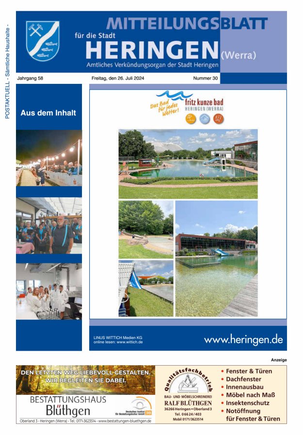 Mitteilungsblatt Heringen Titelblatt 30/2024
