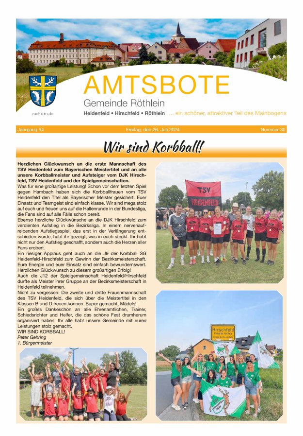 Amtsbote der Großgemeinde Röthlein Titelblatt 30/2024