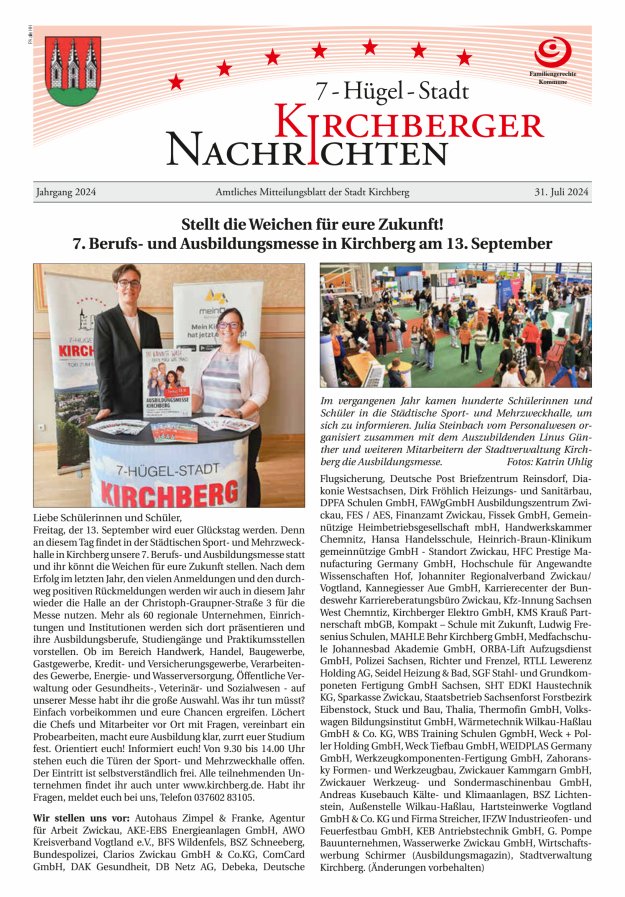 Kirchberger Nachrichten Titelblatt 07/2024