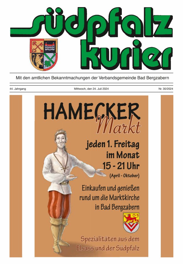 Südpfalz Kurier - VG Bad Bergzabern Titelblatt 30/2024