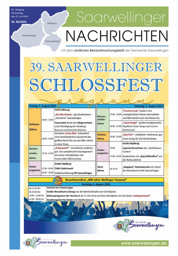 Saarwellinger Nachrichten Titelblatt 30/2024
