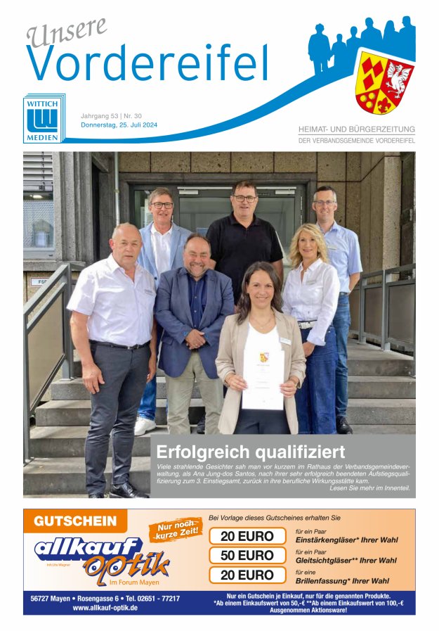 Mitteilungsblatt Vordereifel - Heimat- u Bürgerzeitung der VG Vordereifel Titelblatt 30/2024