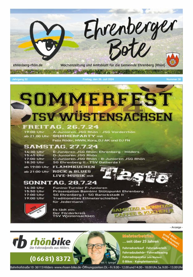 Ehrenberger Bote Titelblatt 30/2024