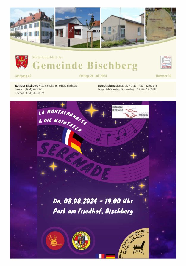 Mitteilungsblatt der Gemeinde Bischberg Titelblatt 30/2024