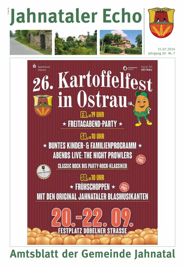 Jahnataler Echo - Amtsblatt der Gemeinde Jahnatal Titelblatt 07/2024