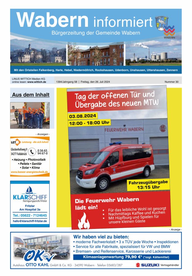 Wabern informiert Titelblatt 30/2024