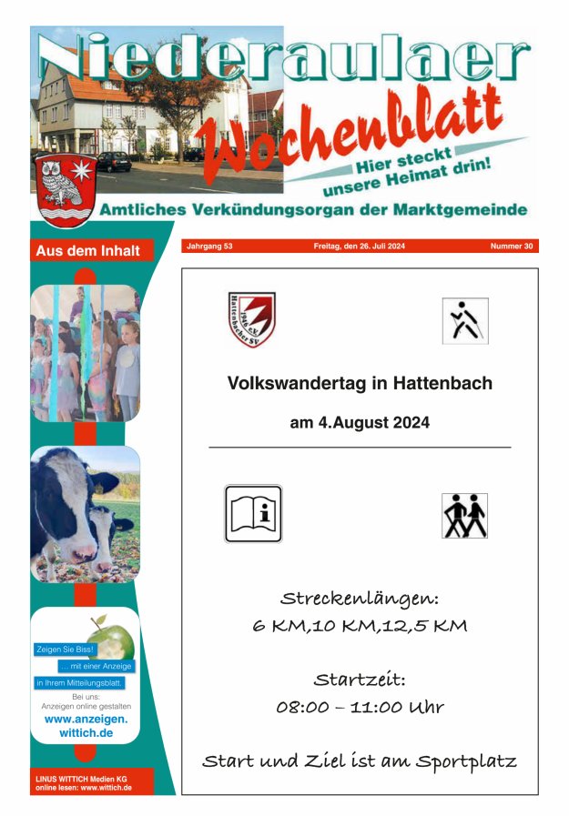Niederaulaer Wochenblatt Titelblatt 30/2024
