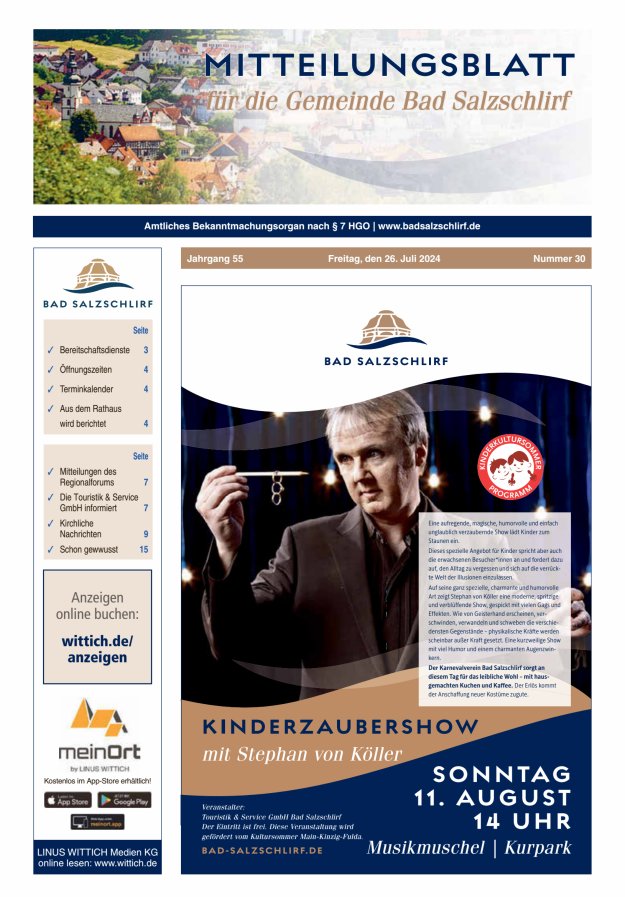 Amtliches Bekanntmachungsorgan der Gemeinde Bad Salzschlirf Titelblatt 30/2024