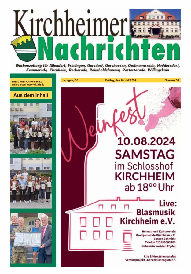 Kirchheimer Nachrichten Titelblatt 30/2024