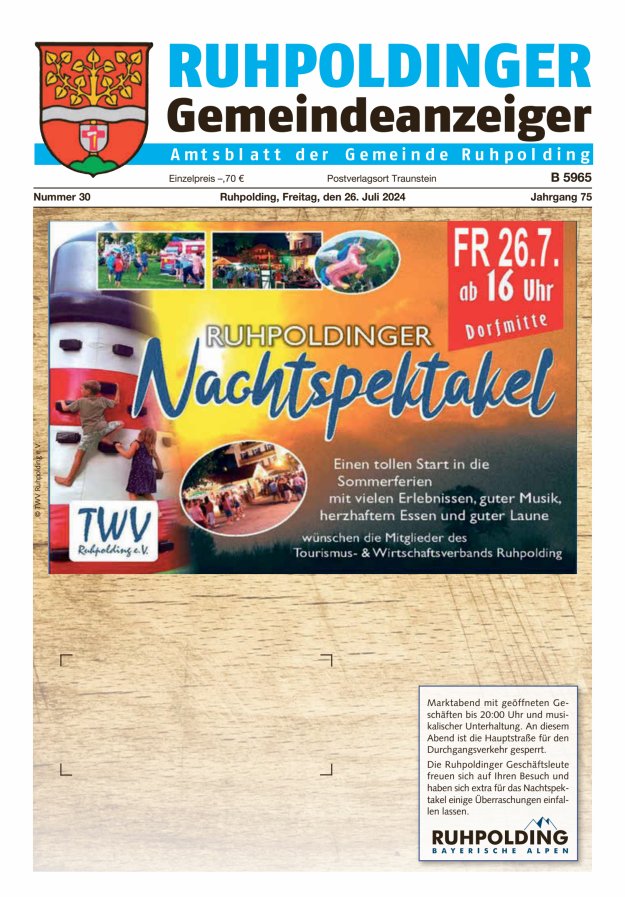Ruhpoldinger Gemeindeanzeiger Titelblatt 30/2024