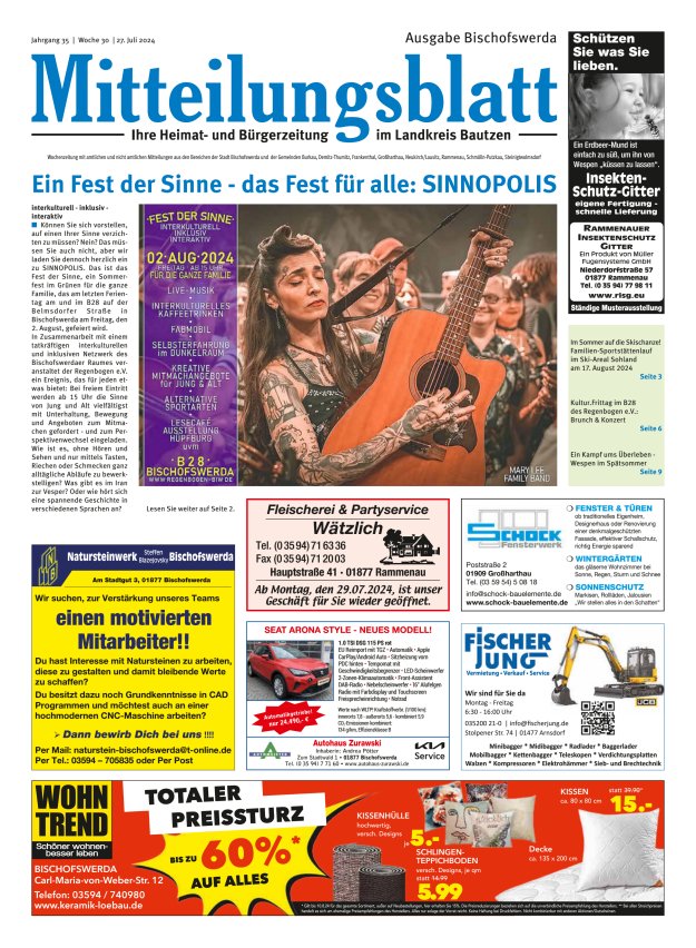 Mitteilungsblatt LK Bautzen Ausgabe Bischofswerda Titelblatt 29/2024