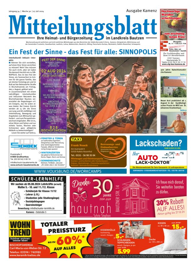 Mitteilungsblatt LK Bautzen Ausgabe Kamenz Titelblatt 29/2024