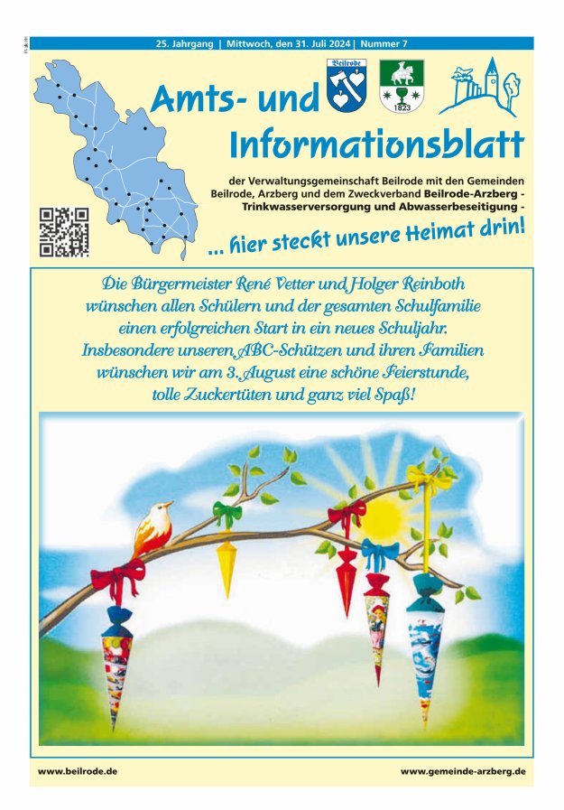 Amts- und Informationsblatt der Verwaltungsgemeinschaft Beilrode Titelblatt 07/2024
