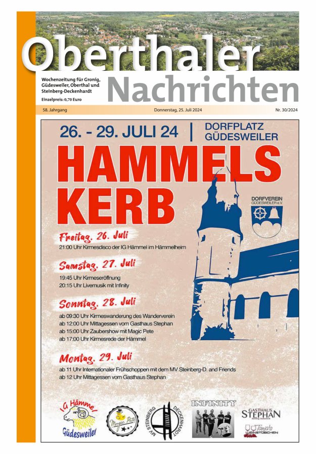 Oberthaler Nachrichten Titelblatt 30/2024