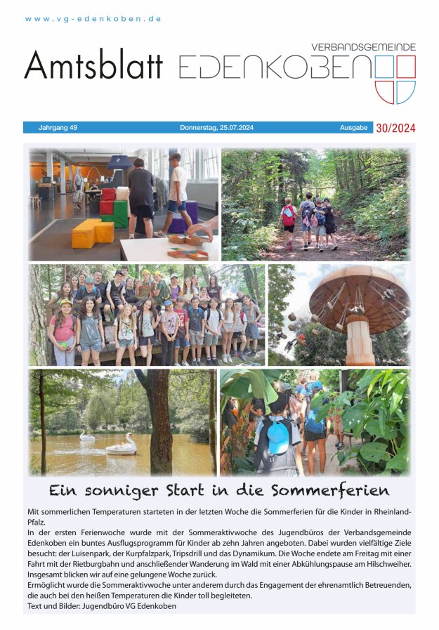 Amtsblatt VG Edenkoben Titelblatt 30/2024