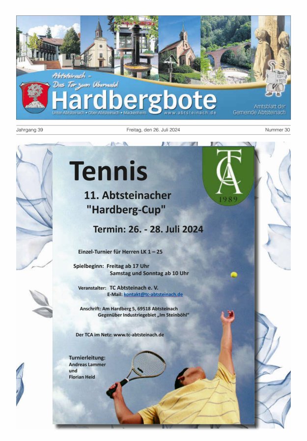 Hardbergbote - Mitteilungsblatt der Gemeinde Abtsteinach Titelblatt 30/2024