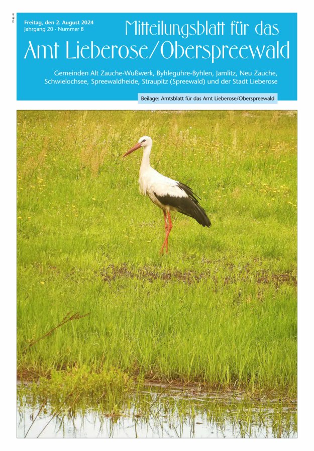 Mitteilungsblatt – Amtsblatt für das Amt Lieberose/Oberspreewald Titelblatt 08/2024