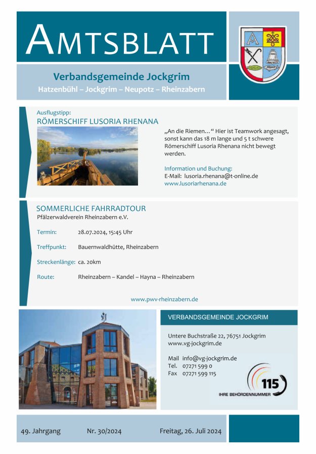 Amtsblatt VG Jockgrim Titelblatt 30/2024