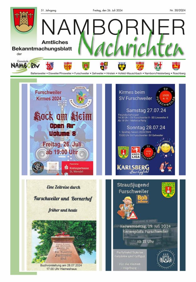 Namborner Nachrichten Titelblatt 30/2024
