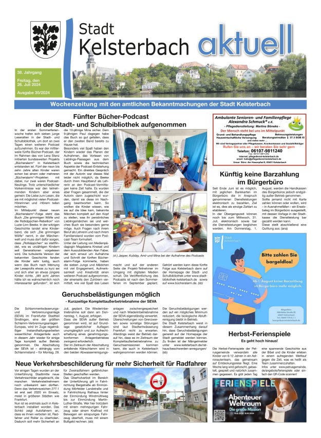 Kelsterbach aktuell Titelblatt 30/2024