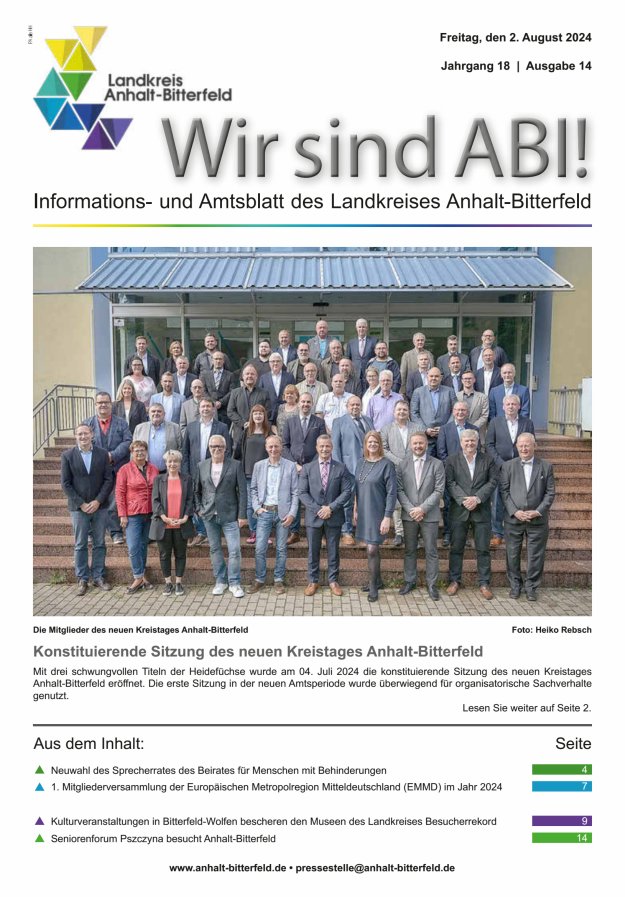 Informations- und Amtsblatt des LK Anhalt-Bitterfeld Titelblatt 14/2024