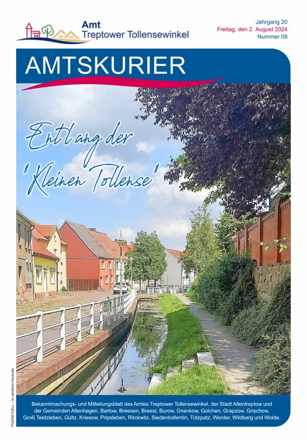 Amtskurier des Amtes Treptower Tollensewinkel Titelblatt 08/2024