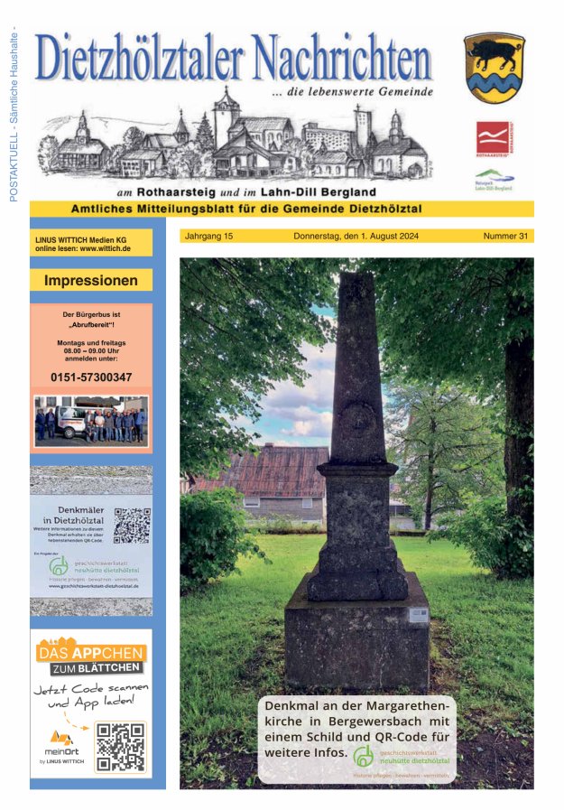 Dietzhölztaler Nachrichten Titelblatt 31/2024