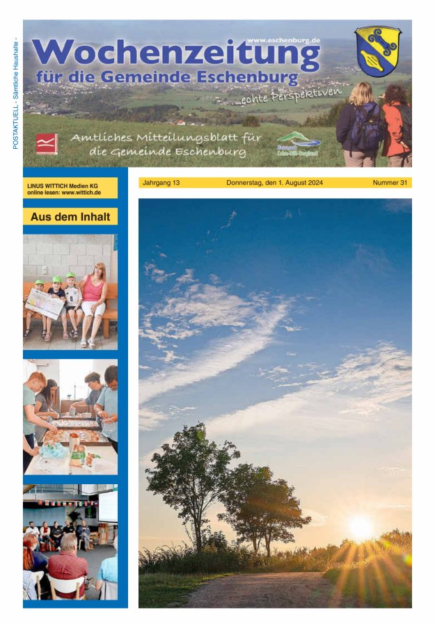 Wochenzeitung für die Gemeinde Eschenburg Titelblatt 31/2024