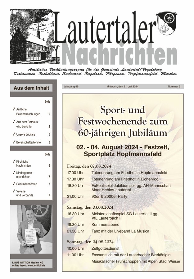 Lautertaler Nachrichten Titelblatt 31/2024