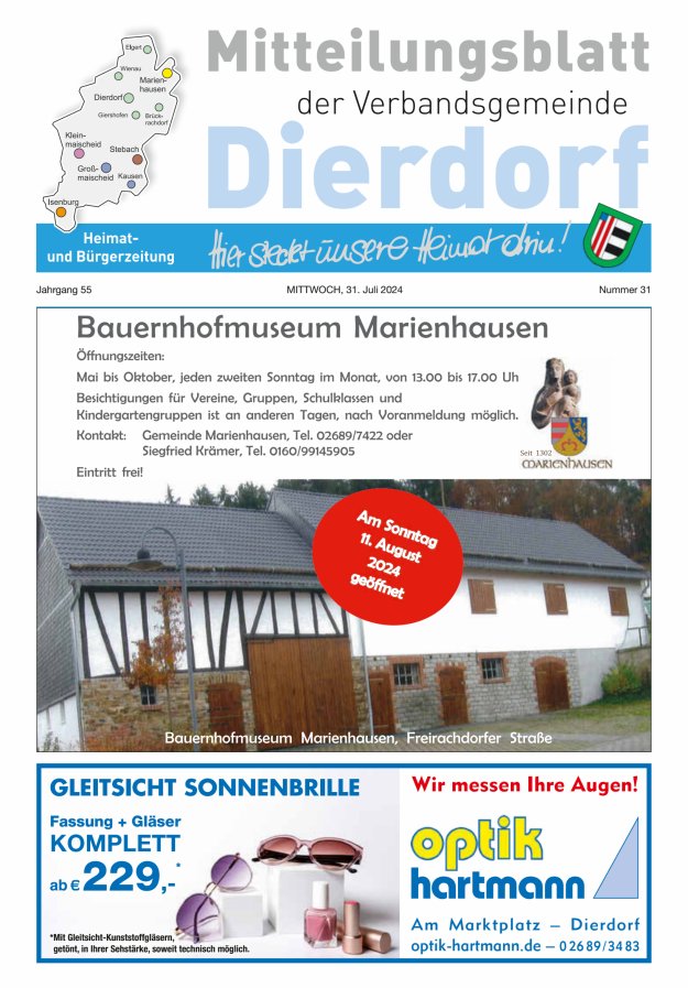 Mitteilungsblatt der Verbandsgemeinde Dierdorf Titelblatt 31/2024