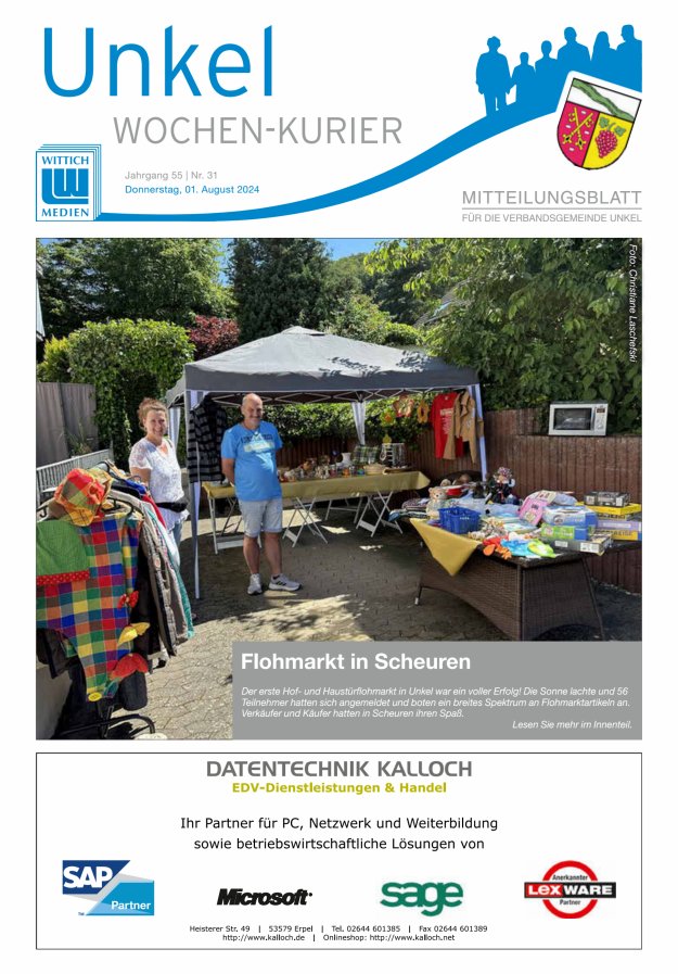 Wochen-Kurier Verbandsgemeinde Unkel Titelblatt 31/2024