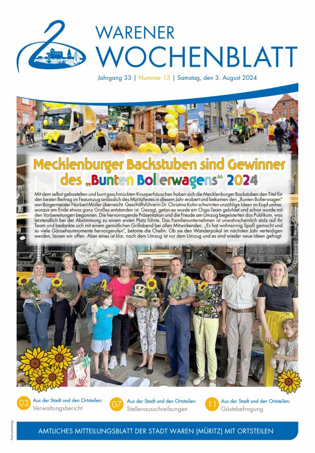 Warener Wochenblatt Titelblatt 15/2024