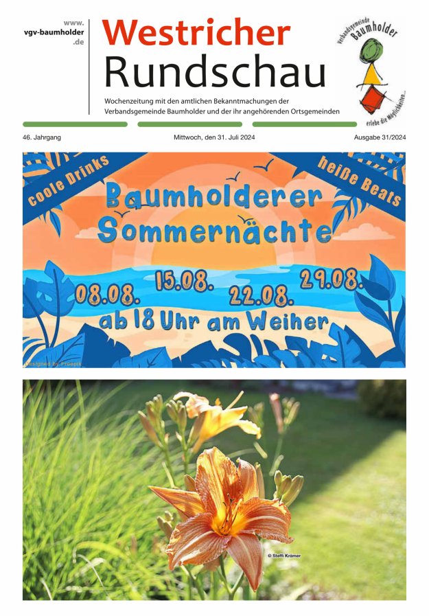 Westricher Rundschau VG Baumholder Titelblatt 31/2024