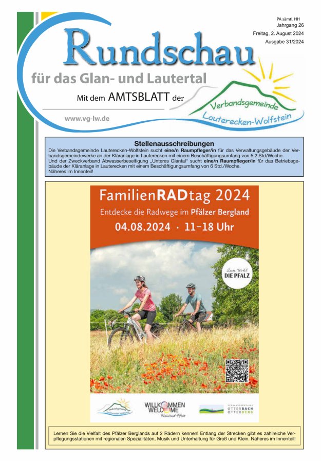 Rundschau für das Glan- und Lautertal Titelblatt 31/2024