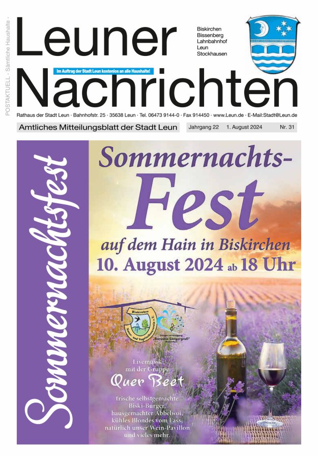 Leuner Nachrichten Titelblatt 31/2024