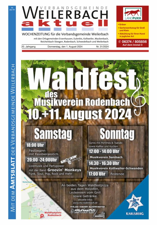 Verbandsgemeinde Weilerbach aktuell Titelblatt 31/2024