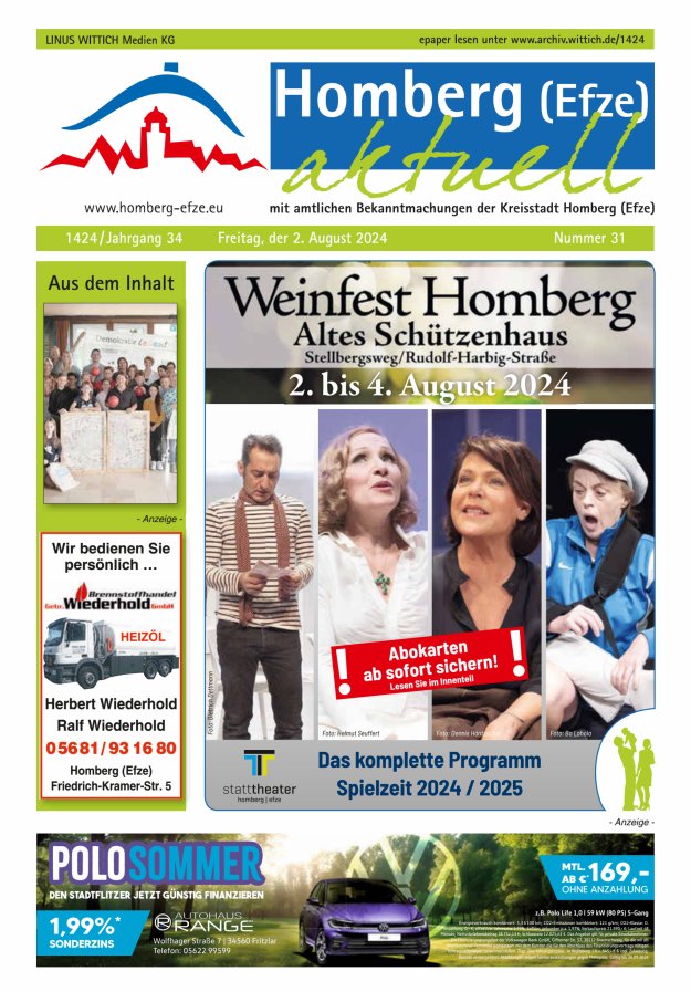 Homberg Efze aktuell Titelblatt 31/2024