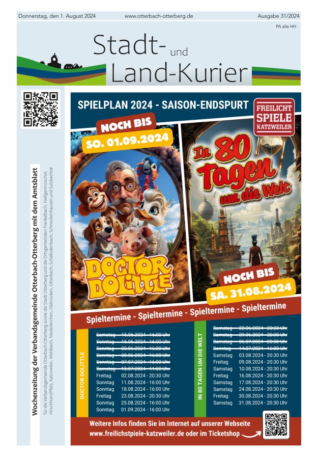 Stadt- und Land-Kurier Otterbach-Otterberg Titelblatt 31/2024