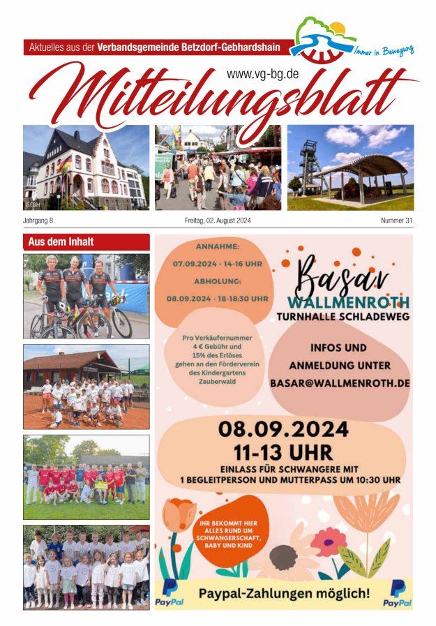 Aktuelles aus der VG Betzdorf-Gebhardshain Ausgabe Gebhardshain Titelblatt 31/2024