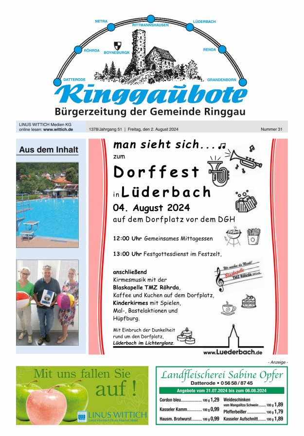 Ringgaubote Titelblatt 31/2024