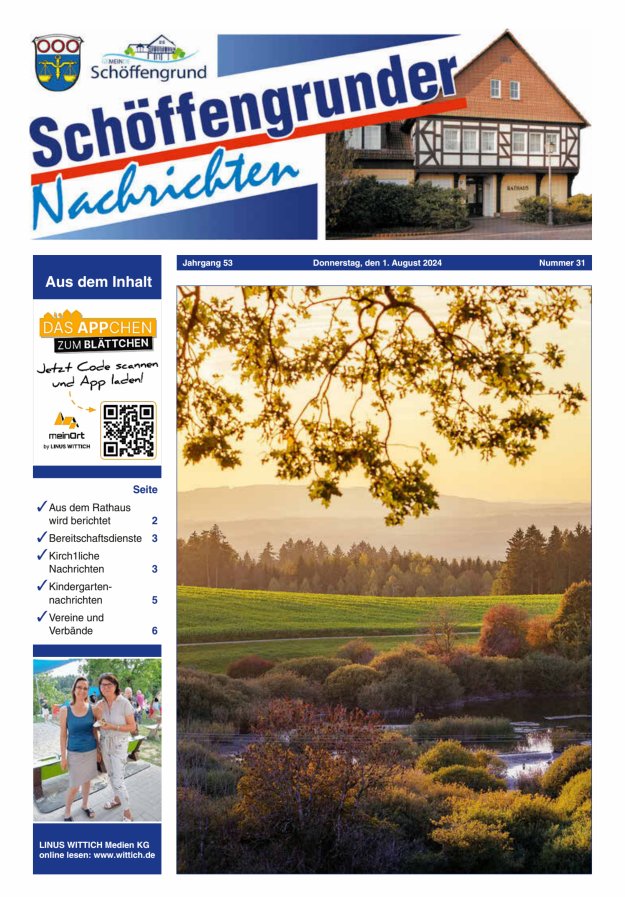 Schöffengrunder Nachrichten Titelblatt 31/2024