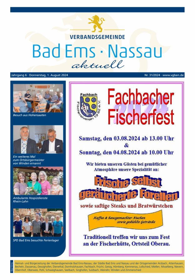 Bad Ems-Nassau aktuell Ausgabe Bad Ems Titelblatt 31/2024
