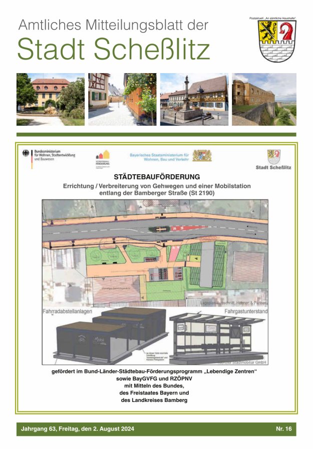 Scheßlitzer Anzeiger - Amtliches Mitteilungsblatt der Stadt Scheßlitz Titelblatt 16/2024