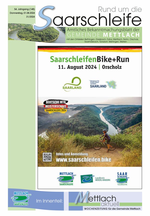 Rund um die Saarschleife Gemeinde Mettlach Titelblatt 31/2024