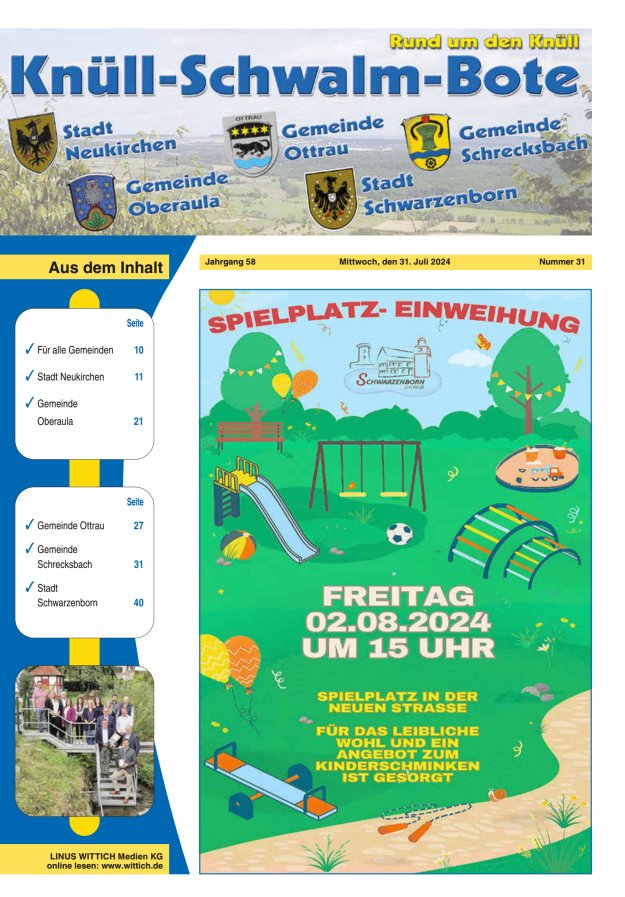 Knüll-Schwalm-Bote Titelblatt 31/2024