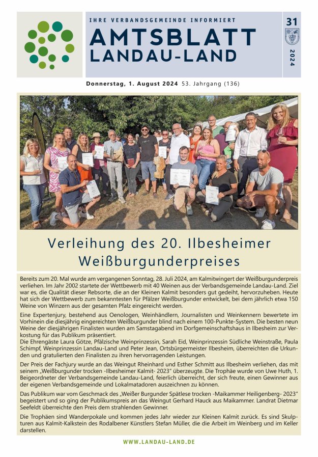 Amtsblatt VG Landau-Land Titelblatt 31/2024