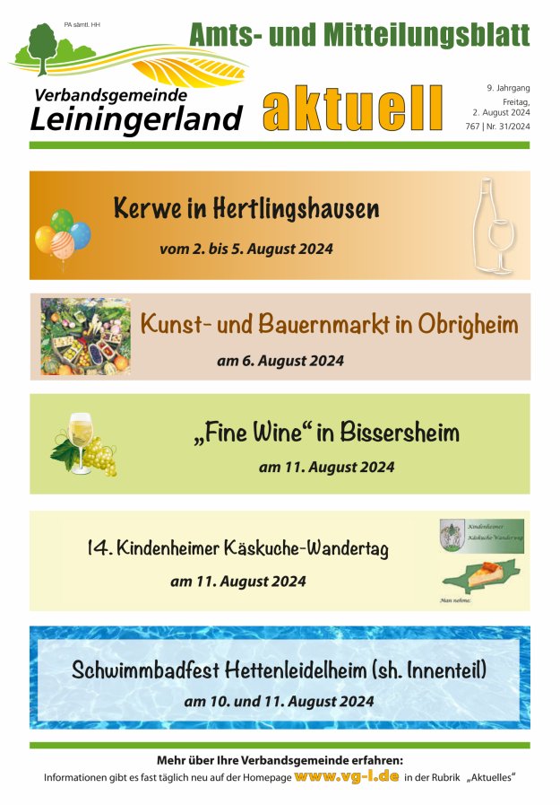 VG Leiningerland aktuell Titelblatt 31/2024