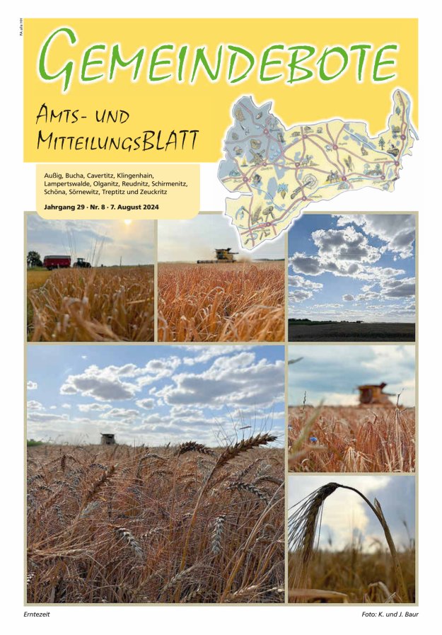 Gemeindebote - Amts- und Mitteilungsblatt Titelblatt 08/2024