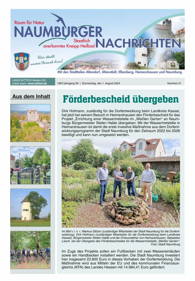 Naumburger Nachrichten Titelblatt 31/2024